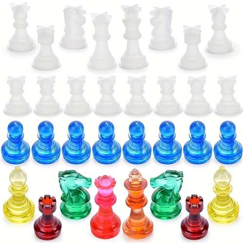 Chess Board Game Silicone Resin Mold,chess Piece Molds For Epoxy Resin,3d  Chess Crystal Epoxy Casting Molds For Diy Coffee Table Games For Kids And  Adults,home Decor - Temu Spain